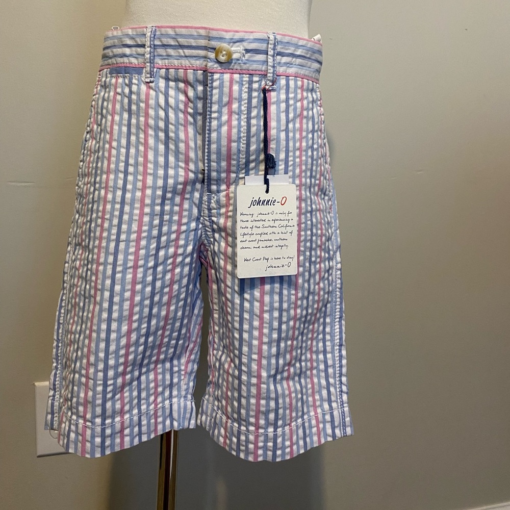 NWT - JOHNNIE-0  Pink & Light blue striped Shorts